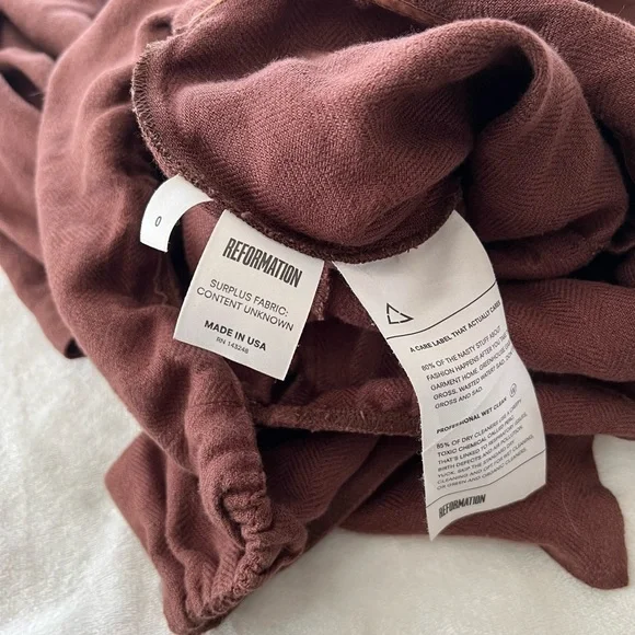 Reformation Marian Linen Dress in Brown Off The Shoulder Celeb Favorite Rare HTF - Picture 5 of 9